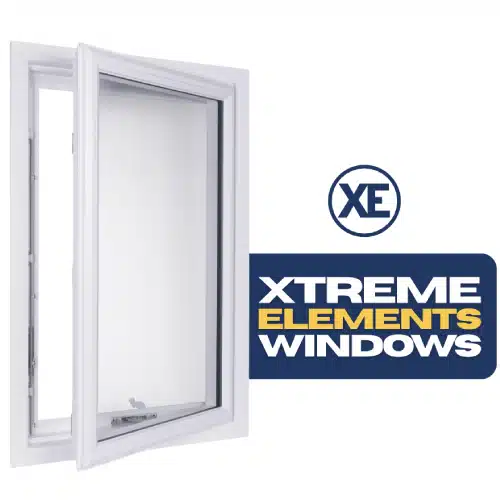 Open white casement window showing custom window options by Xtreme Exteriors