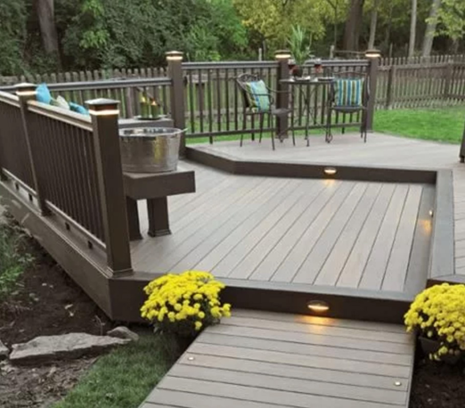finished deck project using composite decking materials
