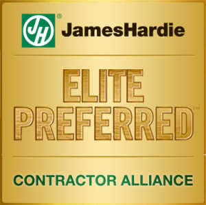 large JamesHardio Elite Preferred Contractor Alliance Gold Square logo