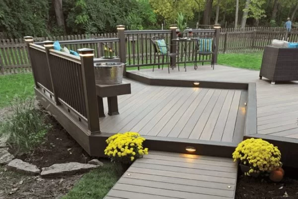 Exterior lighting on a composite deck