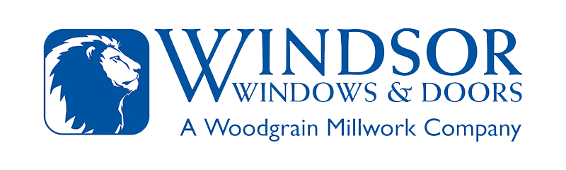 Windsor Windows and doors horizontal lion logo in blue