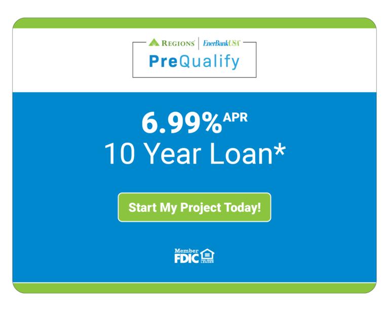 Regions and EnerBank USA financing offer pre-qualification graphic 6.99% 10 year loan