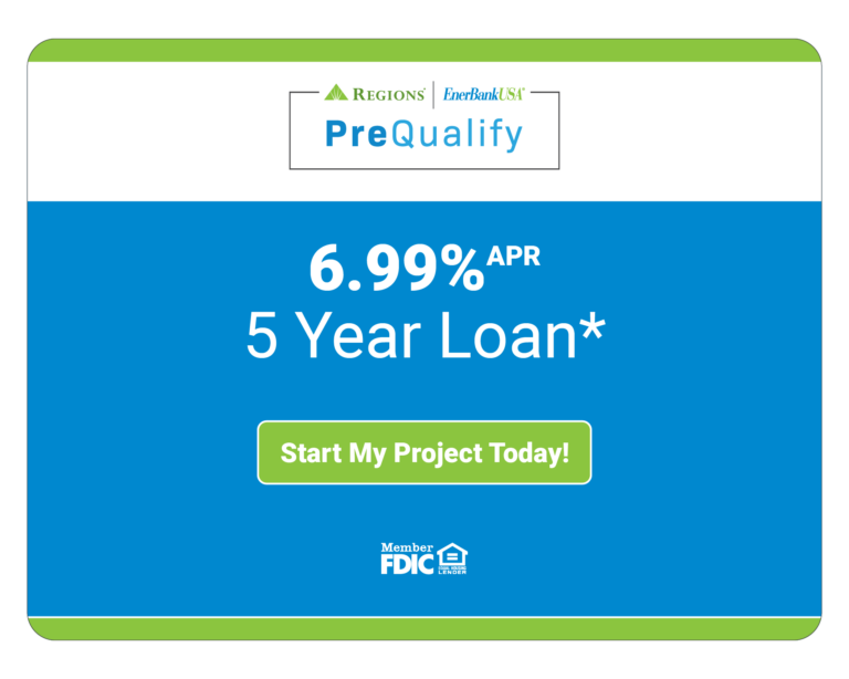 Regions and EnerBank USA financing offer pre-qualification graphic 6.99% 5 year loan