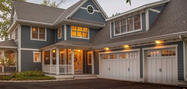 blue James Hardie fiber cement siding installed on a home