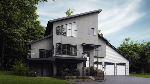 Modern home design of a home with the aspyre collection in slate grey