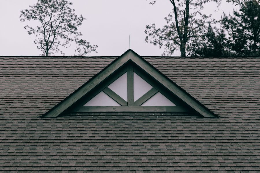 closeup of a roof sloped according to building codes