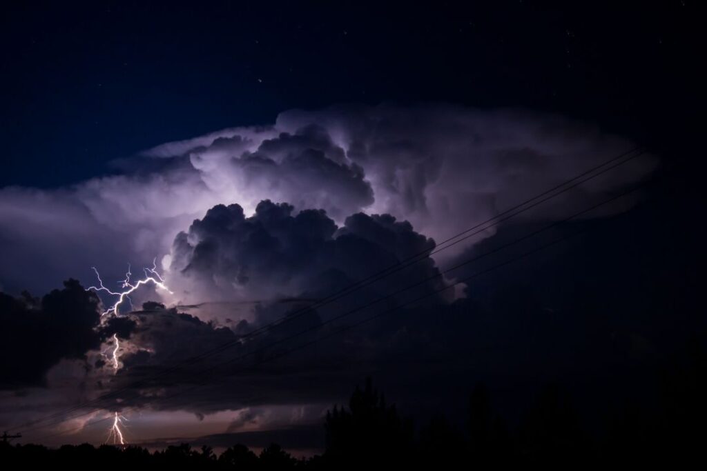 storm clouds with lightning near Goodlettsville, TN