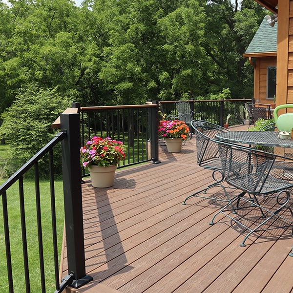 Newly built deck with wooden board installed by an exterior contractor in Nixa, MO