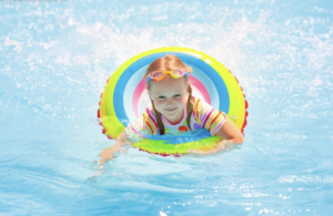 Child inside an inflatable swimming in Pittsburg