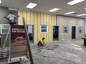 Construction progress of the upcoming Xtreme Exteriors Springdale showroom in Arkansas