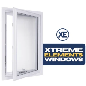 Open white casement window showing custom window options by Xtreme Exteriors