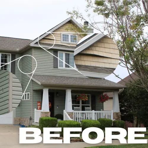 Xtreme Exteriors showing the before image of a home with existing siding that needs replacement in Sikeston