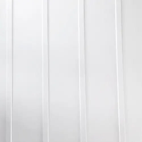 Close-up view of sleek white vertical siding panels representing modern white siding styles available in Pittsburg by Xtreme Exteriors in Nixa, MO.